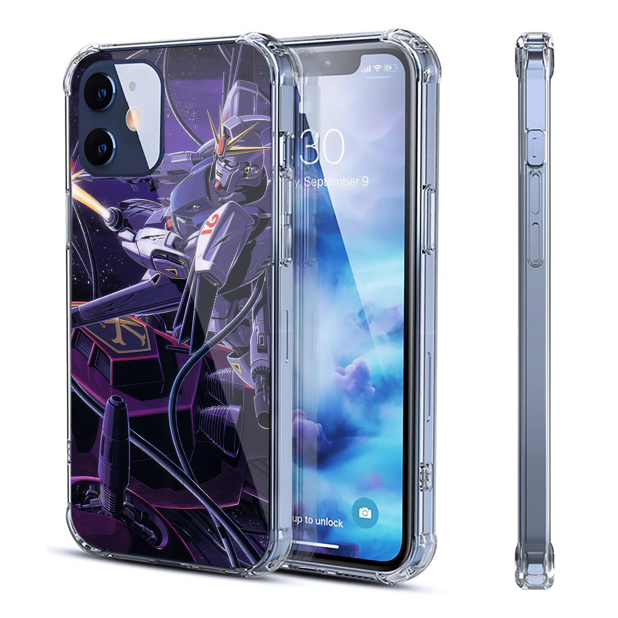 （画像用） 機動戦士ガンダム Mobile Suit Gundam 【iPhone 12シリーズ対応】透明スマホケース（クリアソフトケース）